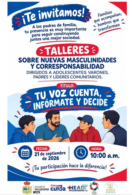 Convocatoria a Talleres de Nuevas Masculinidades y Corresponsabilidad